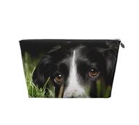 Border Collie Animaux Herbe Border Collie Noir, Trousse de Toilette Trousse de Maquillage Sac à cosmétiques Trousse de Toilette de Voyage Portable