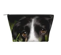 Border Collie Animaux Herbe Border Collie Noir, Trousse de Toilette Trousse de Maquillage Sac à cosmétiques Trousse de Toilette de Voyage Portable