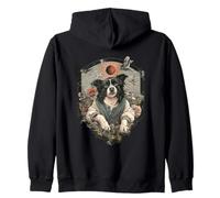 Border Collie Art Gothique Floral Portrait céleste Sweat à Capuche