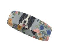 Border Collie Bandeau d'entraînement pour homme et femme Motif floral anti-humidité pour tennis, basket-ball, course à pied, gym, sports de plein air