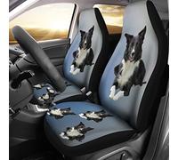 Border Collie Bleu Clair Basique 2 Pièces Housses De Siège De Voiture Avant Confort Housse De Sieges Auto Respirantes Housse Couverture Couvre Sieges Universel pour Camion SUV Camionnettes