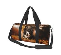 Border Collie Bokeh Automne Noir Border Collie, Sac de Voyage de Grande capacité, Sac à Main Rond, Sac de Voyage de Sport, fourre-Tout, Sac de Fitness