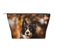 Border Collie Bokeh Automne Noir Border Collie, Trousse de Toilette Trousse de Maquillage Sac à cosmétiques Trousse de Toilette de Voyage Portable