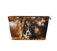 Border Collie Bokeh Automne Noir Border Collie, Trousse de Toilette Trousse de Maquillage Sac à cosmétiques Trousse de Toilette de Voyage Portable