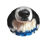Border Collie Bonnet de douche imperméable réutilisable pour femme - Couvre-cheveux élastique pour bain, spa, voyage et usage quotidien