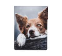 Border Collie Brun Bokeh Dieu aux Yeux Jaunes,Housse en Cuir synthétique pour Ordinateur Portable, Sacoche pour Ordinateur Portable, Sacoche pour Tablette