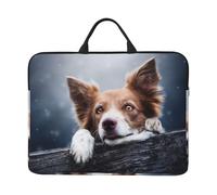 Border Collie Brun Bokeh Dieu aux Yeux Jaunes,Housse pour Ordinateur Portable 14 Pouces, Sacoche pour Ordinateur Portable, Mallette avec poignée