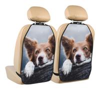 Border Collie Brun Bokeh Dieu aux Yeux Jaunes,Lot de 2 Tapis de Protection pour siège arrière de Voiture, Organisateur de siège arrière Durable