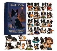 Border Collie Calendrier de l'Avent 2025, compte à rebours de 24 jours, avec 24 figurines Border Collie à suspendre, en acrylique, comme décoration de sapin de Noël pour les amoureux des chiens