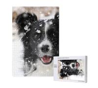 Border Collie Chien des Neiges,Puzzle 1000 pièces en Bois pour Adultes et Adolescents - Jeu Familial - Décoration Murale