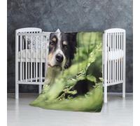 Border Collie Chiens Bokeh Animaux Noir Blanc,Couverture Douce et Chaude en Flanelle Anti-Boulochage 76 x 127 cm