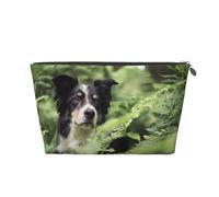 Border Collie Chiens Bokeh Animaux Noir Blanc, Trousse de Toilette Trousse de Maquillage Sac à cosmétiques Trousse de Toilette de Voyage Portable