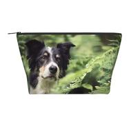 Border Collie Chiens Bokeh Animaux Noir Blanc, Trousse de Toilette Trousse de Maquillage Sac à cosmétiques Trousse de Toilette de Voyage Portable