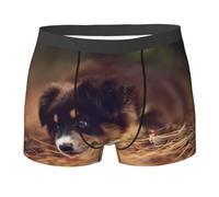 Border Collie Chiot Bokeh Brown Border Collie, sous-vêtements pour Hommes Boxer Comfort Soft Stretch pour Homme