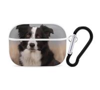 Border Collie Coque pour AirPods Pro 2, coque de protection rigide antichoc pour homme et femme, compatible avec coque Airpod Pro 2e/1ère génération, avec porte-clés, blanc