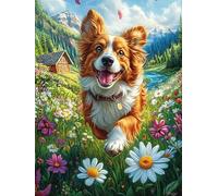 Border Collie dans Le Champ de Marguerites 1000 Pieces Casse-tête Famille en Carton sans Déformation Haute Qualité Mythes fantastiques Difficulté Moyenne Activité Familiale Anti-Stress Cadeau 100