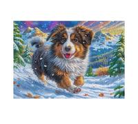 Border Collie dans l'eau de la Rivière 300 Pièces Puzzle Collectionneur en Carton Haute Densité Épais Haute Difficulté Décoration Murale Oeuvre d'art Cadeau Noël Premium 300 PCS