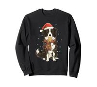 Border Collie de Noël avec lumières et Biscuit en Pain d'épice Sweatshirt