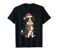 Border Collie de Noël avec lumières et Biscuit en Pain d'épice T-Shirt