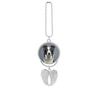 Border Collie - Décoration de voiture à suspendre - Rétroviseur - Porte bonheur - Décoration de voiture - Argenté