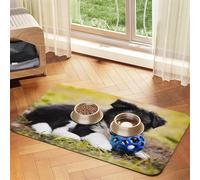 Border Collie Dogs Puppy Pets Black Border,Waterproof Pet Feeding Mat,PU Leather Placemats for Cat Dog Water Bowl,Food Mats,30x45cm