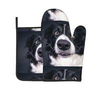 Border Collie et Chien, Ensembles de Gants de Cuisine et maniques, Gants de Cuisine résistants à la Chaleur