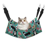 Border Collie Florals Hamac pour chat à suspendre dans une cage avec sangles réglables et crochets en métal réversible double face Hamac de couchage doux pour chats