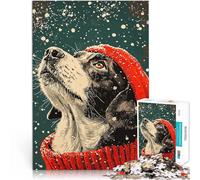 Border Collie Hiver Neige Art Minimaliste Puzzle Adulte 1000 pièces Coupe de précision Cadeau d'anniversaire, Cadeaux, décoration Murale 38x26cm