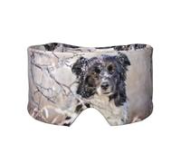 Border Collie Hiver Neige Blanc Noir Chiens,Masque pour les yeux bloquant la lumière Cache-yeux et cache-oreilles pour le sommeil