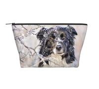 Border Collie Hiver Neige Blanche Chiens Noirs, Trousse de Toilette Trousse de Maquillage Sac à cosmétiques Trousse de Toilette de Voyage Portable