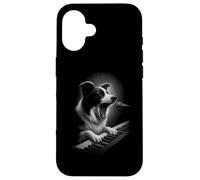 Border Collie Jouant Clavier Piano Player Amoureux des chiens Coque pour iPhone 16