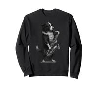 Border Collie jouant du saxophone Jazz Musique Amoureux des chiens Sweatshirt