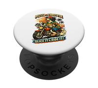 Border Collie Mange de la Pizza sur Une Moto DIGOR PopSockets PopGrip Adhésif