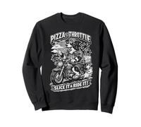 Border Collie Mange Pizza sur Une Moto DIGOR rétro Sweatshirt