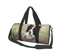 Border Collie Pelouse Border Collie Noir Animaux, Sac de Voyage de Grande capacité, Sac à Main Rond, Sac de Voyage de Sport, fourre-Tout, Sac de Fitness