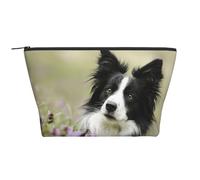 Border Collie Pelouse Border Collie Noir Animaux, Trousse de Toilette Trousse de Maquillage Sac à cosmétiques Trousse de Toilette de Voyage Portable