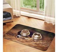 Border Collie Puppy Bokeh Brown Border Collie,Waterproof Pet Feeding Mat,PU Leather Placemats for Cat Dog Water Bowl,Food Mats,30x45cm