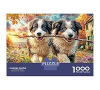 Border Collie Puzzle 1000 PiècesCollie Stick Adulte Carton sans Odeur pour Experts sans Reflets Anti-Stress Livraison Rapide avec Affiche Guide 52x38cm/1000pcs