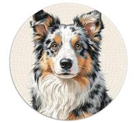 Border Collie, Puzzle Circulaire 1000 Pièces Enrichi Dechien de Compagnie, pour Esprit Curieux Et Aimant Les Défis Visuels 1000pcs (67.5x67.5cm)