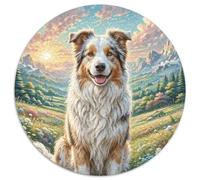 Border Collie, Puzzle Circulaire 1000 Pièces Enrichi Dechien de Compagnie, pour Esprit Curieux Et Aimant Les Défis Visuels 1000pcs (67.5x67.5cm)