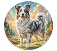 Border Collie, Puzzle Circulaire 1000 Pièces Enrichi Dechien de Compagnie, pour Esprit Curieux Et Aimant Les Défis Visuels 1000pcs (67.5x67.5cm)