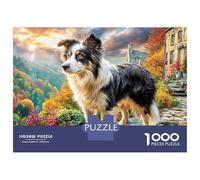 Border Collie Puzzles 1000 Pièces pour Adultes Et Enfants sur Le Thème De Chien in European Town Premium Quality Jeu ÉduChatif Loisir Détente Collection 52x38cm/1000pcs