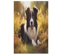 Border Collie Puzzles en Bois 1000 Pièces pour Adultes, Matériaux Recyclables De Qualité Supérieure Et Puzzle d'impression Haute Définition, Jeu en Famille,Cadeaux Amis. （78×53cm）