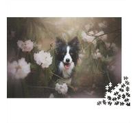 Border Collie Puzzles pour Adultes 1000 Teile Jeu Éducatif Jouets Défi Artisanat Cadeau Famille Décor À La Maison Jeu D'adresse pour Toute La Famille 1000pcs (75x50cm)
