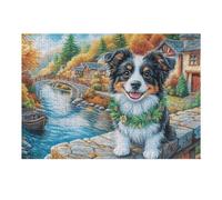 Border Collie rivière forêt Animal de Compagnie Mignon Faune Sauvage Puzzle 300 Pièces pour Adultes Jeu De Réflexion Educa Qualité Supérieure Famille Divertissement Créatif Cadeau De Fête 300 PCS