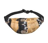 Border Collie Sac banane pour garçon, grand sac banane de voyage tendance pour le sport, la course, le cyclisme, les voyages, la pêche, noir, taille unique