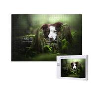 Border Collie Stone Sweet Brown Chiens Animaux de Compagnie,Puzzle Familial en Bois de 1 000 pièces pour Adultes et Adolescents, décoration d'intérieur
