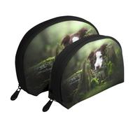 Border Collie Stone Sweet Brown Chiens Animaux, Trousse de Maquillage Coquille Femme Petit Porte-Monnaie Trousse de Toilette Trousse à cosmétiques 2 pièces
