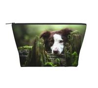 Border Collie Stone Sweet Brown Chiens Animaux, Trousse de Toilette Trousse de Maquillage Sac à cosmétiques Trousse de Toilette de Voyage Portable