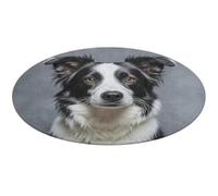 Border Collie Tapis rond doux et absorbant antidérapant pour chambre à coucher, salon, décoration d'intérieur - 60 x 60 cm